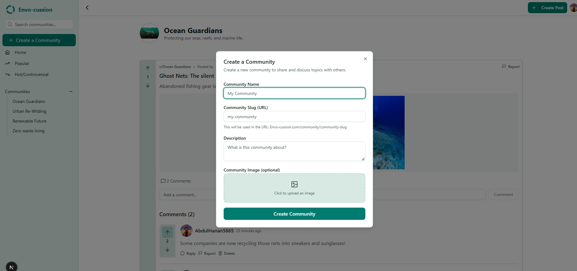 EnvoCussion - AI-Moderated Community Forum screenshot 2